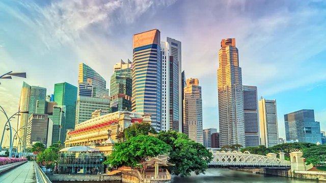 Skyline of Singapore's Central Business District timelapse.