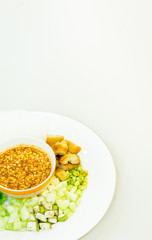 Vietnamese meatball wraps with vegetables (Nam-Neaung)