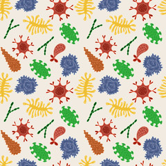 Seamless pattern with microbes