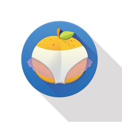 Sexy peach flat icon on white background.