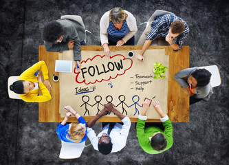 Follow Support Ideas Teamwork Social Media Concept