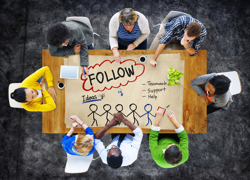 Follow Support Ideas Teamwork Social Media Concept