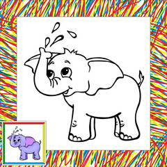 Funny cartoon elephant coloring book