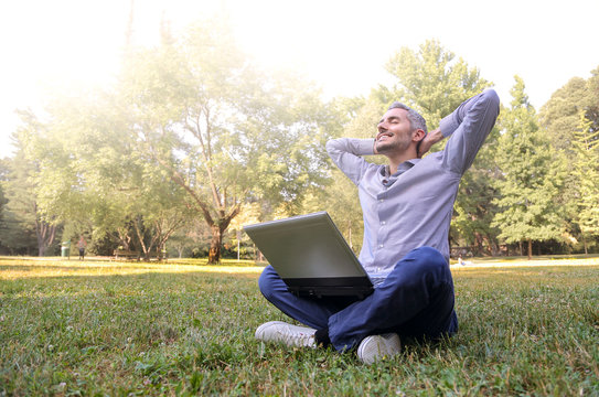 Man enjoying his stay at the park