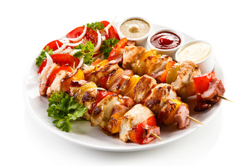 Shashlik - grilled meat and vegetables 
