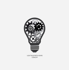 light bulb with gears concept vector