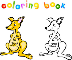Funny cartoon kangaroo coloring book