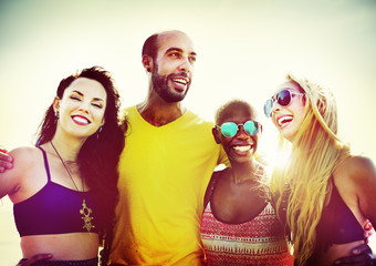 Friendship Bonding Relaxation Summer Beach Happiness Concept