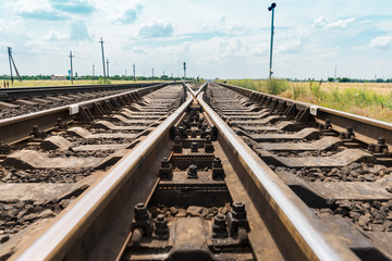 Fototapeta na wymiar railroad crossing closeup