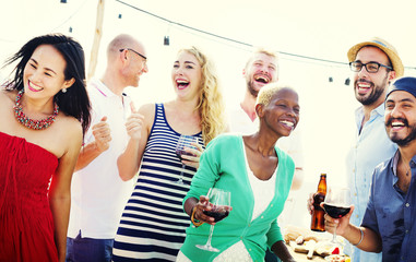 Diverse People Friends Hanging Out Drinking Concept