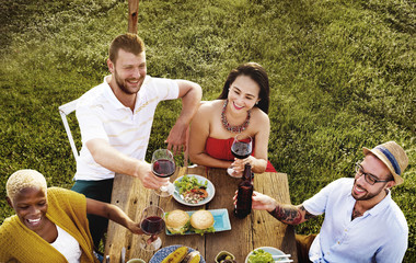 Diverse People Luncheon Food Garden Concept