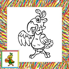Funny cartoon parrot coloring book