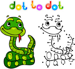 Funny cartoon snake dot to dot