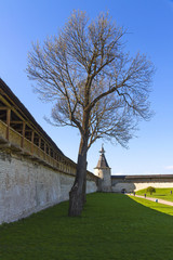 Towers and walls of the Pskov fortress, Russia