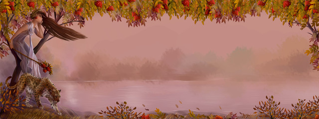 Осень иллюстрация с местом для текста. Октябрь