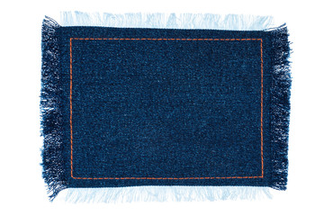 Frame for the text from a blue jeans fabric with the stitched li - 87716951