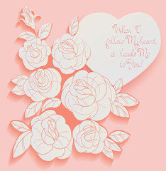 Vintage card roses bouquet romantic quotes