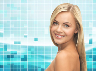 beautiful young woman with bare shoulders