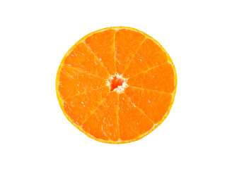 sliced orange on white background