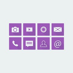 Amethyst purple flat design icon set