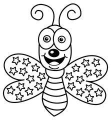 happy butterfly flying for coloring