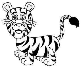 young tiger smiling for coloring