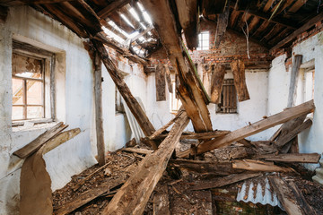 Abandoned House In Belarusian village. Chornobyl disasters.