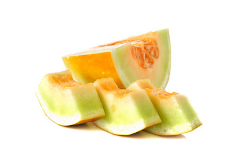 sliced Thai Muskmelon on white background