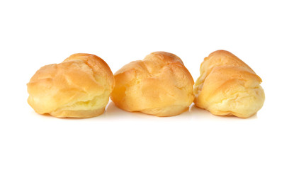 Eclair with vanilla flavor on white background