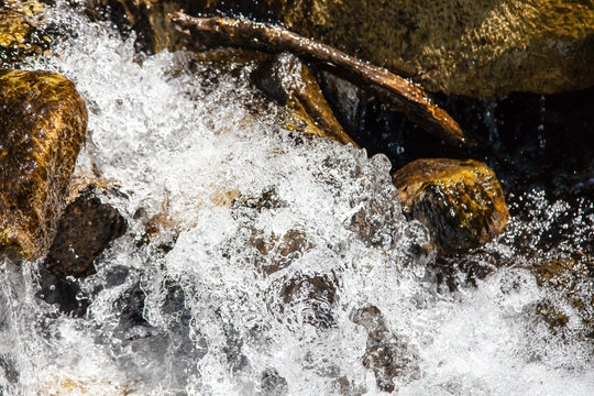closeup rapid waters of river strong