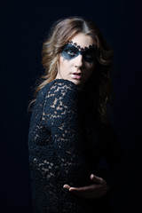 Beauty Girl.Fashion Art Woman Portrait with fashion mask makeup