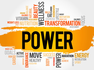 POWER word cloud, fitness, sport, health concept