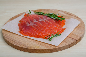 Sliced salmon
