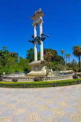Monument in Catalina Rivera Gardens in the city of Seville, Spai