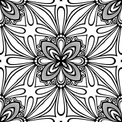 Vector Seamless Vintage Black and White Lace Pattern