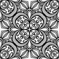 Vector Seamless Vintage Black and White Lace Pattern