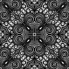 Vector Seamless Vintage Black and White Lace Pattern