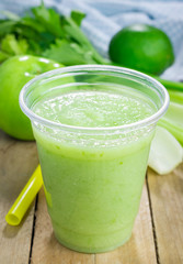 Green smoothie with apple, celery and lime