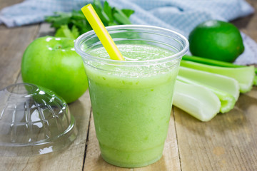 Green smoothie with apple, celery and lime