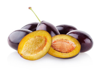 Plums isolated on white background
