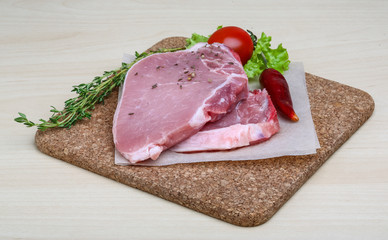 Raw pork steak