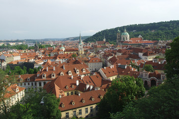 Fototapeta na wymiar Beautiful cityscape of Prague with cathedral of St. Nicholas