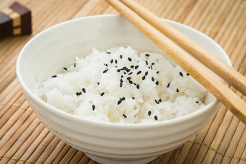 Rice with black sesame in bowl