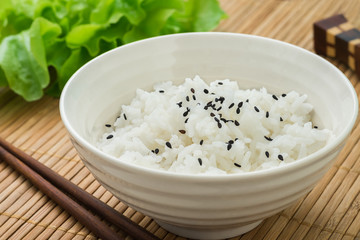Rice with black sesame in bowl