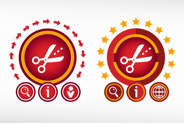 Scissors icon with cut lines on creative background