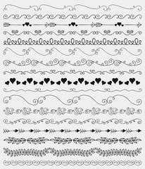 Obraz premium Vector Black Hand Sketched Seamless Borders, Branches