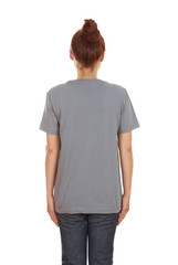 female with blank t-shirt (back side)