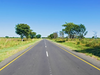 Fototapeta na wymiar Road near border between Zambia and Zimbabwe