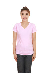 Fototapeta premium young beautiful female with blank t-shirt