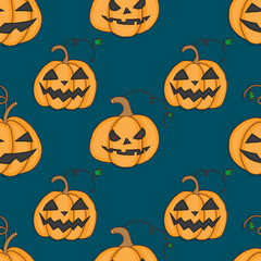 Seamless pattern with pumpkins for Halloween.